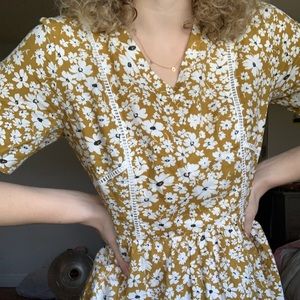 Yellow and white spring dress